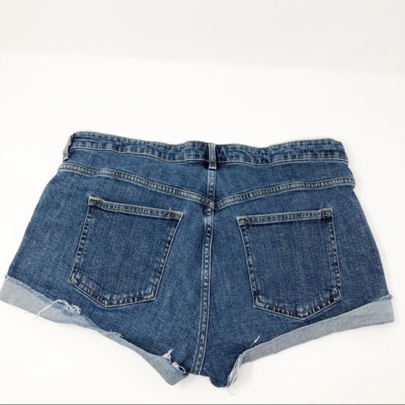 H&M High Rise Distressed Patched Jean Shorts - Picture 2 of 3